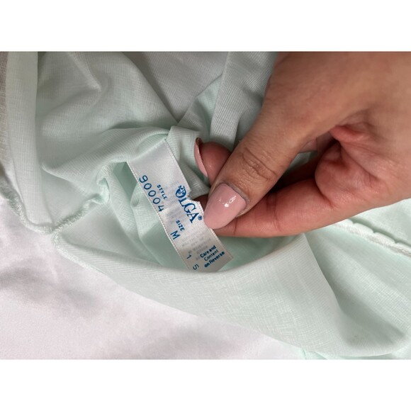 Olga Vintage Nylon Night Shirt Size M Lace Baby Blue Sleepwear Slip Romantic - Picture 4 of 6